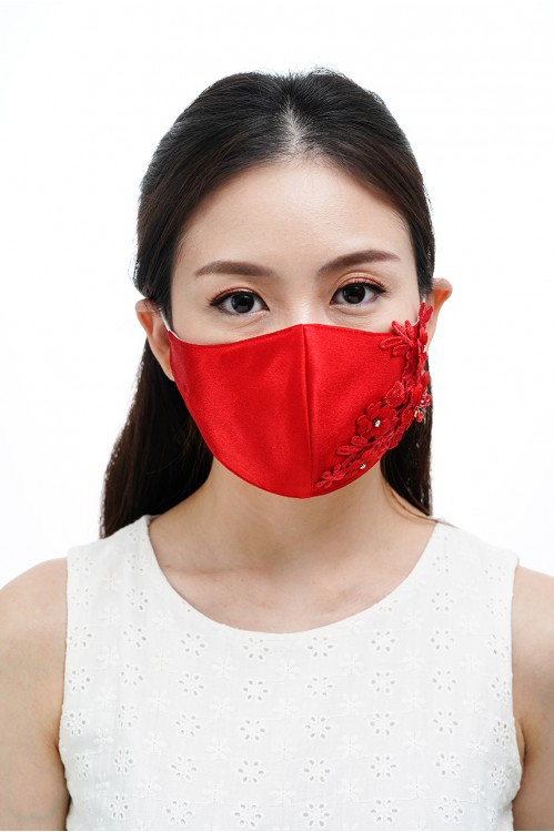 Ear Loop - 3D Lace Mask (Scarlet Red)