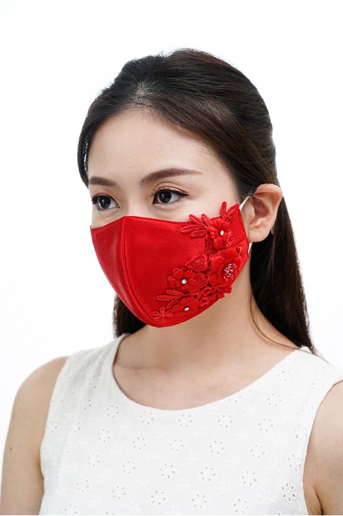 Ear Loop - 3D Lace Mask (Scarlet Red)
