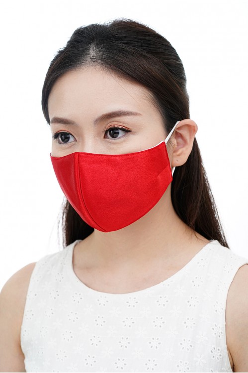 Ear Loop - Satin Silk Mask (Scarlet Red)