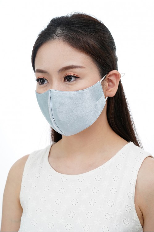 Ear Loop - Satin Silk Mask (Silver Blue)