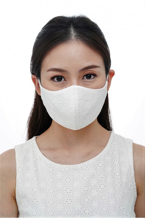 Ear Loop - Embossed Lace Mask (White)