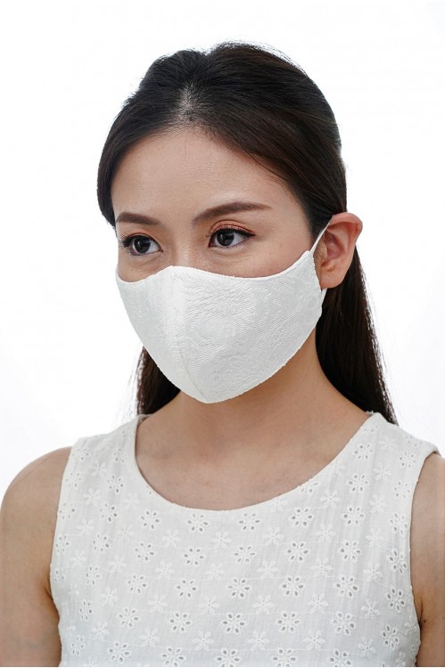 Ear Loop - Embossed Lace Mask (White)