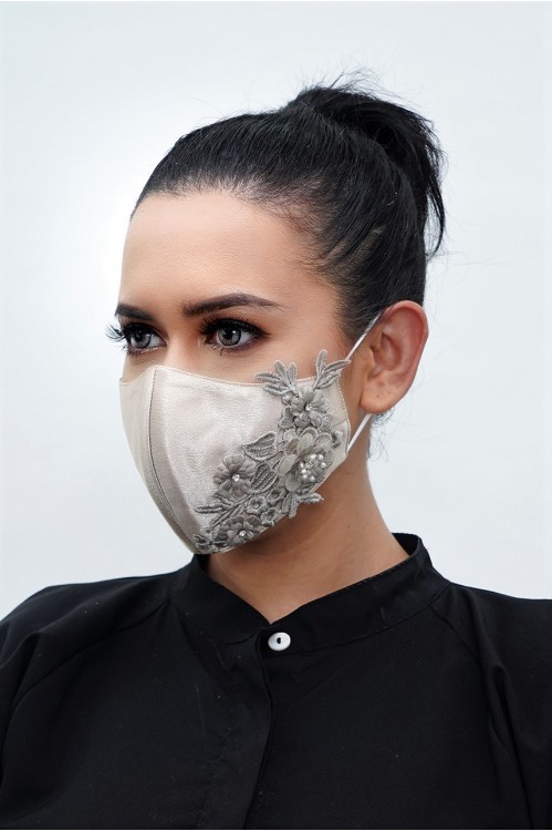 Ear Loop - 3D Lace Mask (Dark Gold)