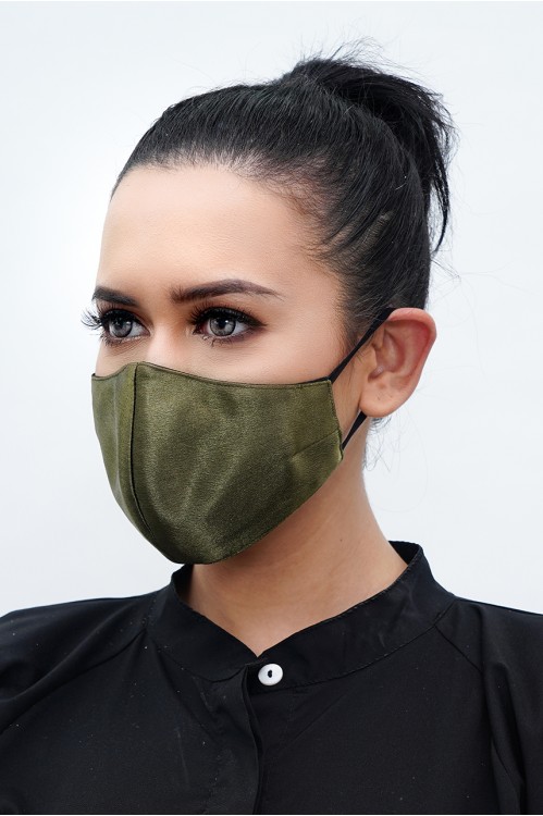 Ear Loop - Satin Silk Mask (Military Green)