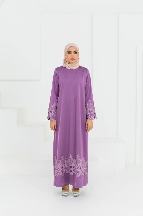 Lace Embroidery Jubah (Purple)