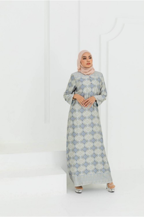 Songket Printed Jubah (Silver)