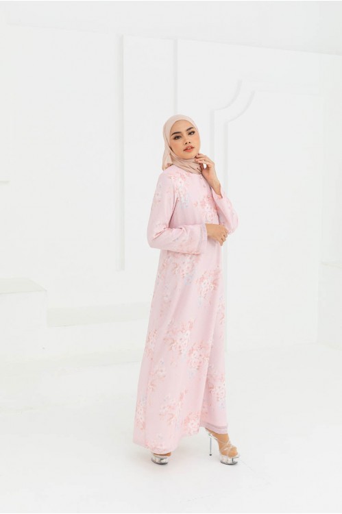 Dreamy Floral Jubah (Babypink)