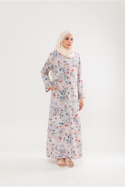 Grey Floral Jubah