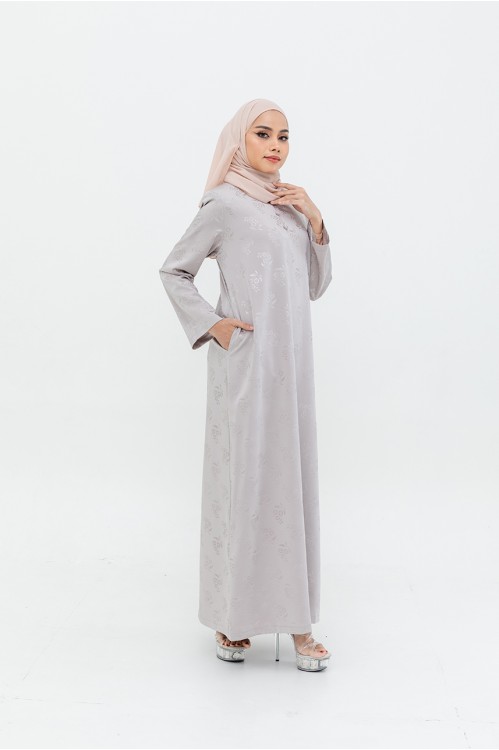 Embossed Floral Jubah (Beige)