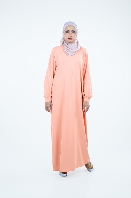 Pinstriped Cuffed Jubah (Salmon Pink)