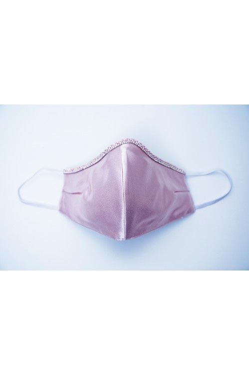 Ear Loop - Satin Silk Crystal Mask (Powder Pink)