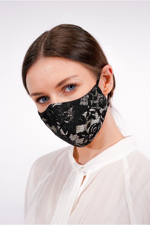Ear Loop - Victorian Lace Mask (Black)