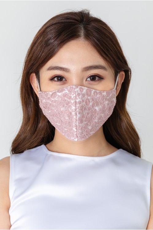 Ear Loop - Dotted Lace Mask (Pink)