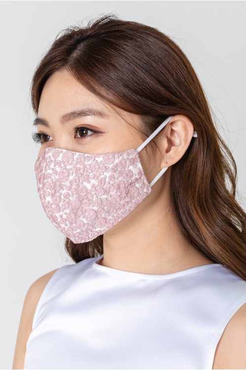 Ear Loop - Dotted Lace Mask (Pink)
