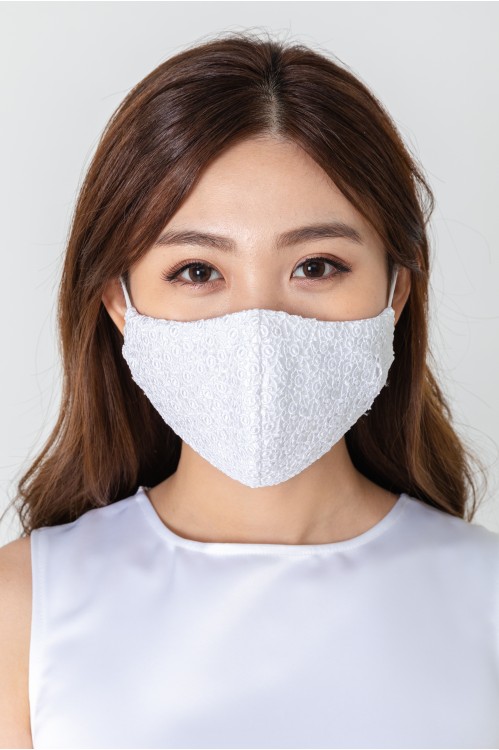 Ear Loop - Intricate Lace Mask (White)