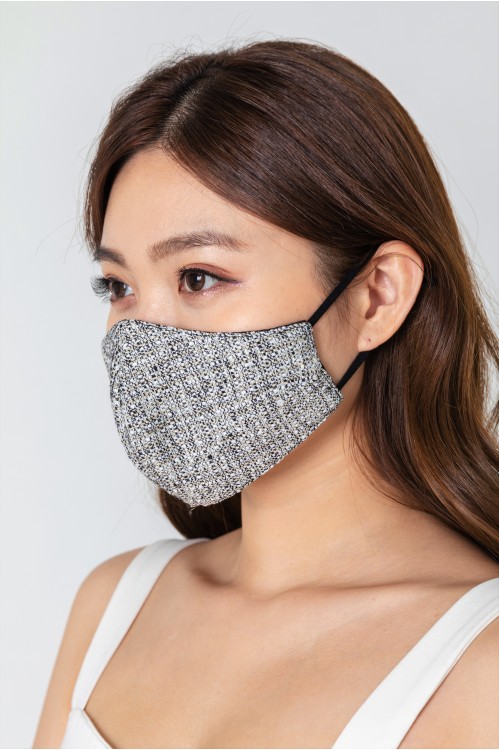 Ear Loop - Gold-Lined Tweed Mask (Black)