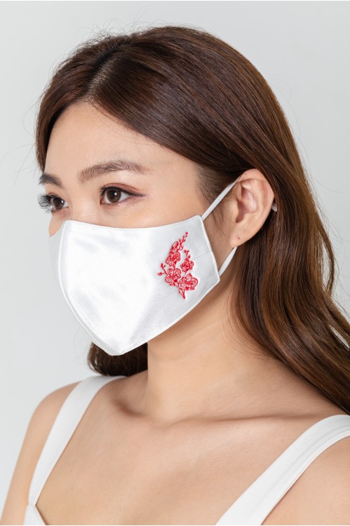 Ear Loop - Embroidered Orchid Mask