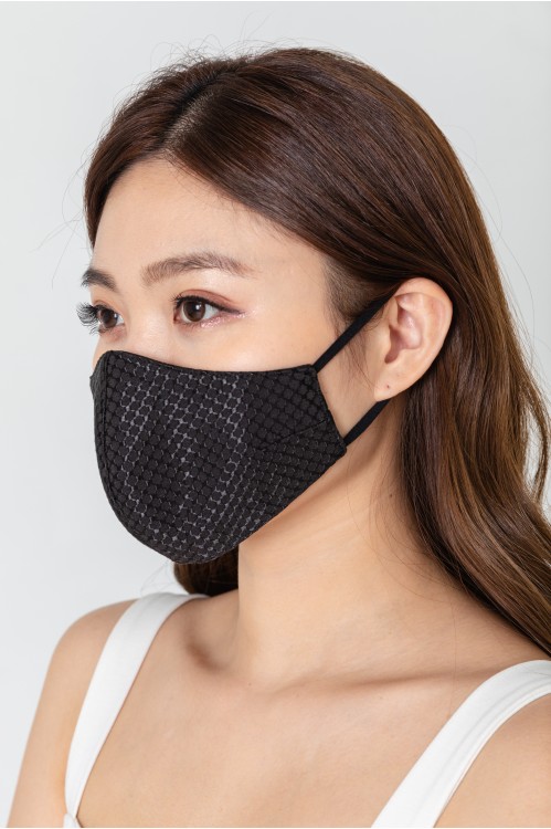 Ear Loop - Embossed Black Mask