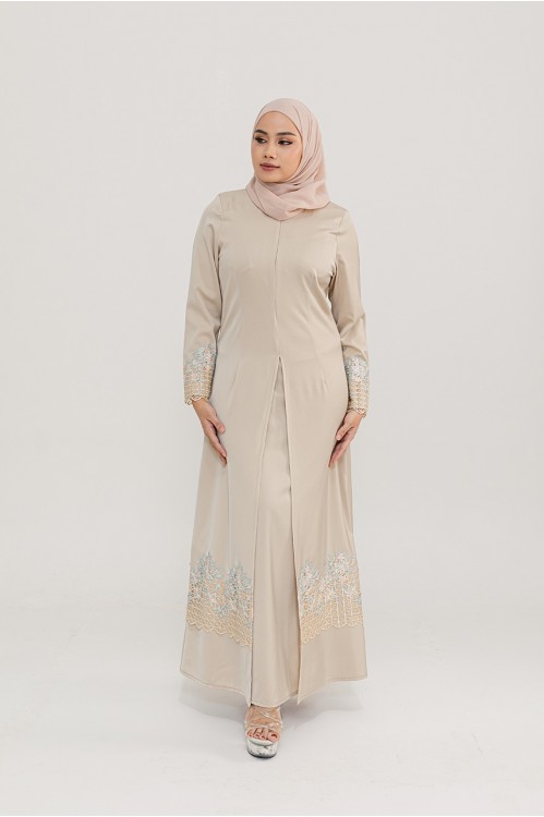 Embellished Lace Jubah (Beige)