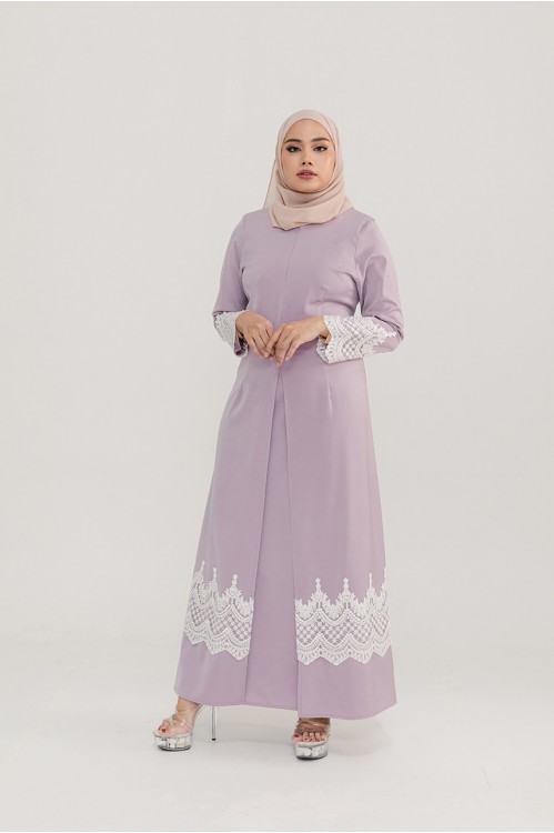 Embellished Lace Jubah (Lilac)