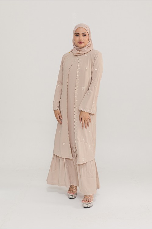 Embroidered Kebaya Jubah (Beige)