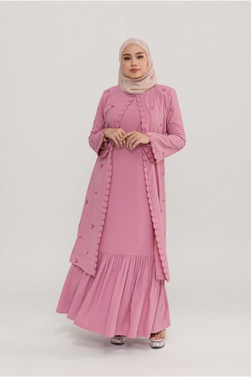 Embroidered Kebaya Jubah (Pink)