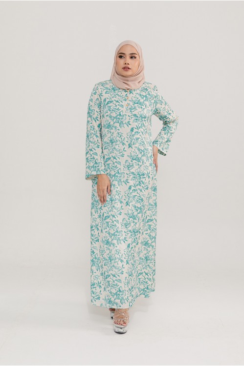 Faded Floral Jubah (Green)