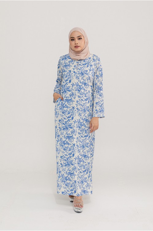Faded Floral Jubah (Blue)