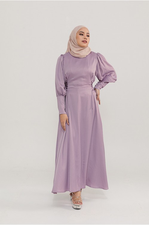 Side Lace-up Satin Maxi (Purple)