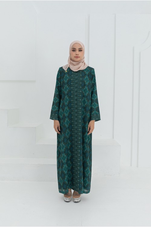 Songket Printed Jubah (Dark Green)