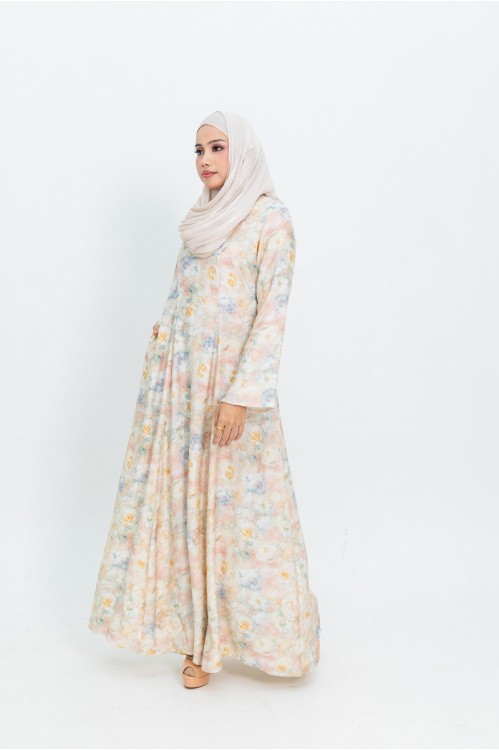 Pastel Floral A-Line Jubah