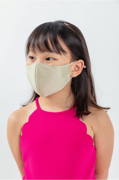 Kids - Matte Cotton Mask (Light Olive)