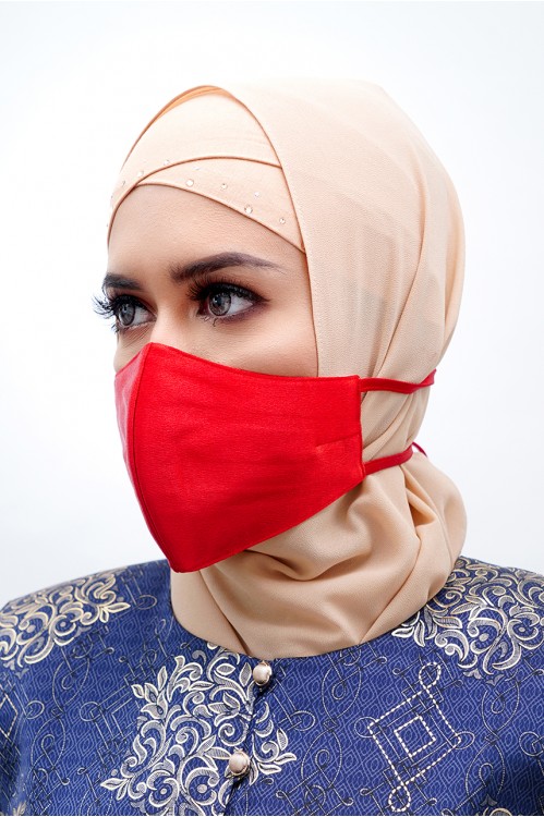 Tie Back - Satin Silk Mask (Scarlet Red)