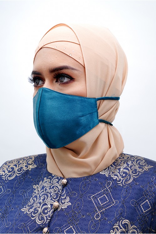 Tie Back - Satin Silk Mask (Dark Turqoise)