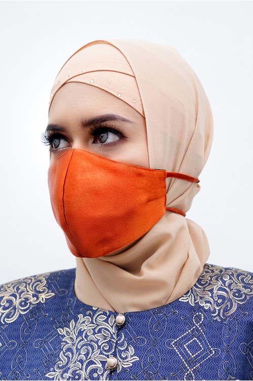 Tie Back - Satin Silk Mask (Burnt Orange)