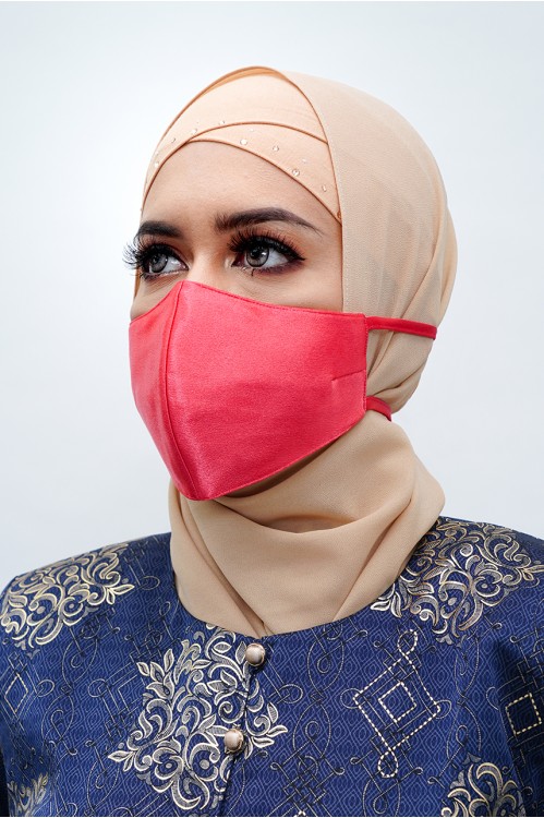 Tie Back - Satin Silk Mask (Electric Pink)