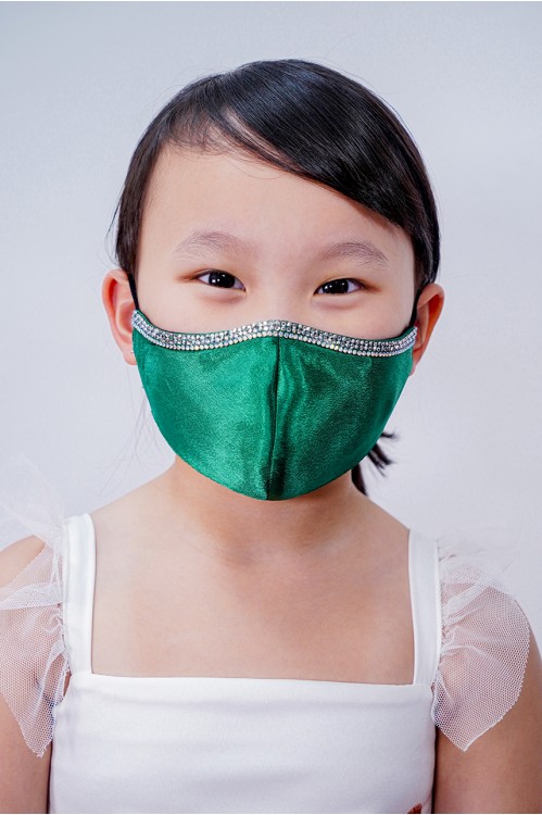 Kids - Silk Satin Crystal Mask (Emerald)