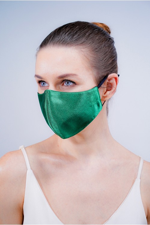 Ear Loop - Satin Silk Mask (Emerald)