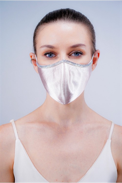Ear Loop - Satin Silk Crystal Mask (Nude Blush)